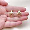 Oro Laminado Stud Earring, Gold Filled Style Four-leaf Clover Design, Polished, Golden Finish, 02.163.0420