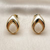 Oro Laminado Stud Earring, Gold Filled Style Four-leaf Clover Design, Polished, Golden Finish, 02.163.0420