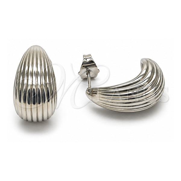 White Gold Filled Stud Earring, Teardrop Design, Polished, Rhodium Finish, 02.163.0421.1
