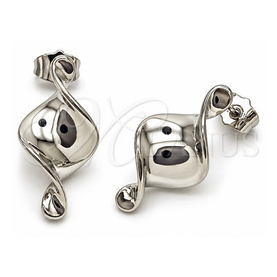 White Gold Filled Stud Earring, Twist Design, Polished, Rhodium Finish, 02.163.0423.1