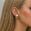 Oro Laminado Small Hoop, Gold Filled Style Ball Design, Polished, Golden Finish, 02.163.0426.18