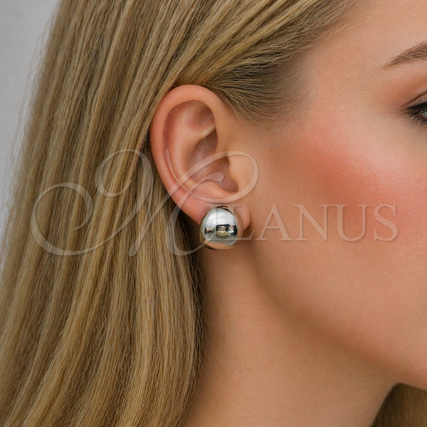 White Gold Filled Hoop Earrings — Small Hoop Ball Design Polished 02. — alternate product view — SKU 164803 | Oro Laminado Blanco aretes de aro — Small Hoop Ball diseño pulido 02. — SKU 164803