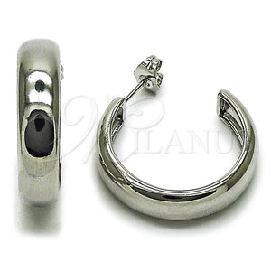 White Gold Filled Hoop Earrings — Medium Hoop Polished 02. — main product view — SKU 164805 | Oro Laminado Blanco aretes de aro — Medium Hoop pulido 02. — SKU 164805