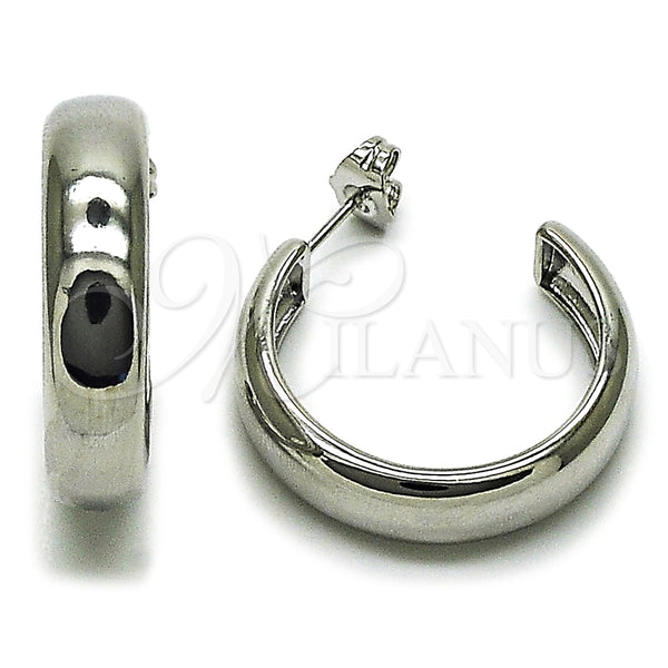 White Gold Filled Hoop Earrings — Medium Hoop Polished 02. — main product view — SKU 164805 | Oro Laminado Blanco aretes de aro — Medium Hoop pulido 02. — SKU 164805