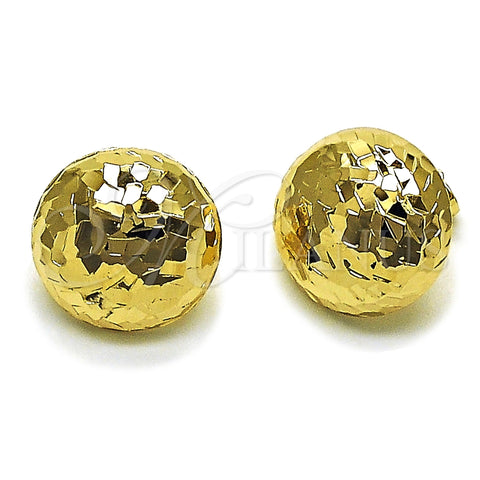 Oro Laminado Stud Earring, Gold Filled Style Diamond Cutting Finish, Golden Finish, 02.163.0428