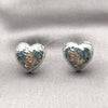 Rhodium Gold Filled Stud Earring, Heart Design, Diamond Cutting Finish, Rhodium Finish, 02.163.0429.1 for wholesale, additional product view 4
