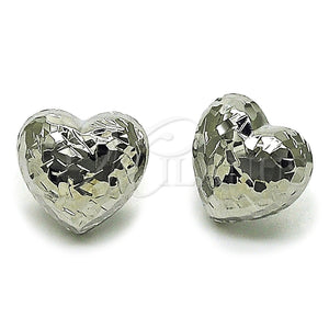 White Gold Filled Ring — Stud Earring Heart Design Diamond Cutting 02. — main product view — SKU 164809 | Oro Laminado Blanco anillo — Stud Earring corazón diseño Diamond Cutting 02. — SKU 164809