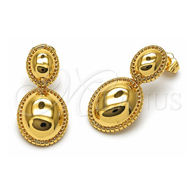 Oro Laminado Dangle Earring, Gold Filled Style Polished, Golden Finish, 02.163.0431