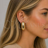 Oro Laminado Stud Earring, Gold Filled Style Hollow Design, Polished, Golden Finish, 02.163.0432