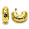 Oro Laminado Stud Earring, Gold Filled Style Hollow Design, Polished, Golden Finish, 02.163.0432