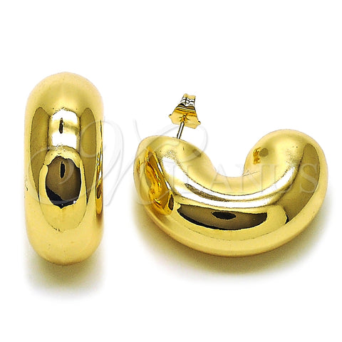 Oro Laminado Stud Earring, Gold Filled Style Hollow Design, Polished, Golden Finish, 02.163.0432