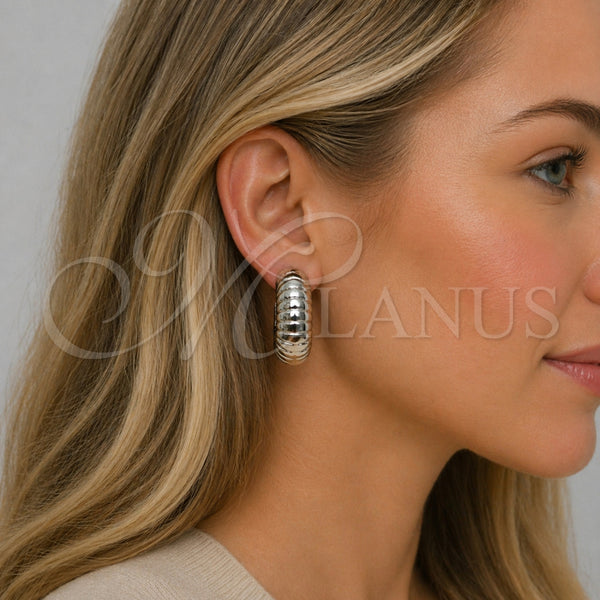 White Gold Filled Ring — Stud Earring Hollow Design Polished 02. — alternate product view — SKU 164824 | Oro Laminado Blanco anillo — Stud Earring Hollow diseño pulido 02. — SKU 164824