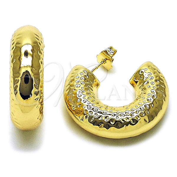 Gold Filled Hoop Earrings — Medium Hoop Hollow Design Polished 02. — main product view — SKU 164825 | Oro Laminado aretes de aro — Medium Hoop Hollow diseño pulido 02. — SKU 164825