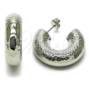 White Gold Filled Hoop Earrings — Medium Hoop Hollow Design Polished 02. — main product view — SKU 164826 | Oro Laminado Blanco aretes de aro — Medium Hoop Hollow diseño pulido 02. — SKU 164826