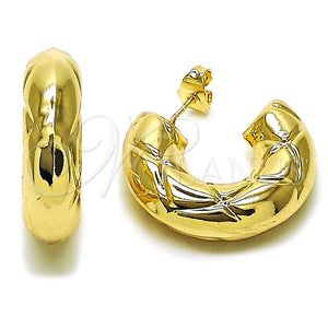 Gold Filled Hoop Earrings — Medium Hoop Hollow Design Polished 02. — main product view — SKU 164827 | Oro Laminado aretes de aro — Medium Hoop Hollow diseño pulido 02. — SKU 164827