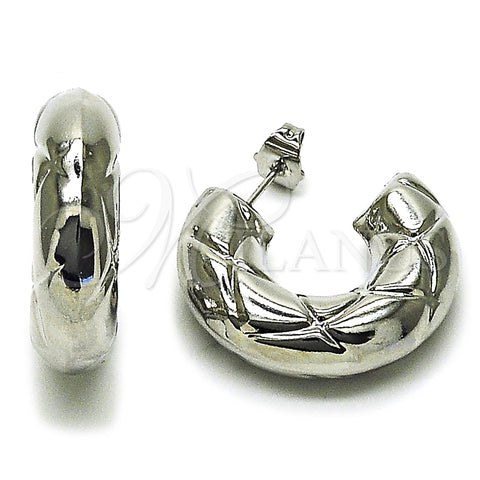 Rhodium Gold Filled Medium Hoop, Hollow Design, Polished, Rhodium Finish, 02.163.0433.1.30
