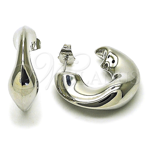 White Gold Filled Hoop Earrings — Medium Hoop Hollow Design Polished 02. — main product view — SKU 164830 | Oro Laminado Blanco aretes de aro — Medium Hoop Hollow diseño pulido 02. — SKU 164830