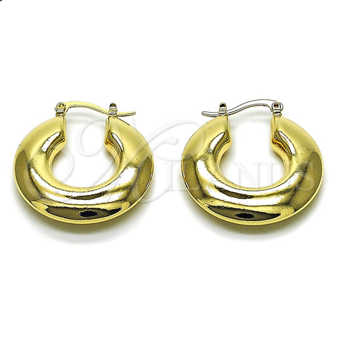 Oro Laminado Medium Hoop, Gold Filled Style Hollow Design, Polished, Golden Finish, 02.163.0434.30