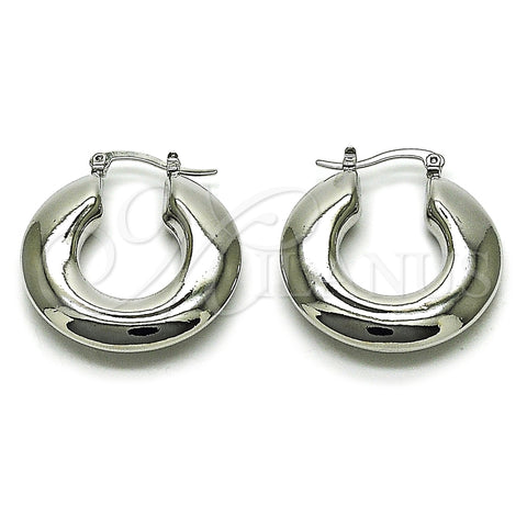 Rhodium Gold Filled Medium Hoop, Hollow Design, Polished, Rhodium Finish, 02.163.0434.1.30