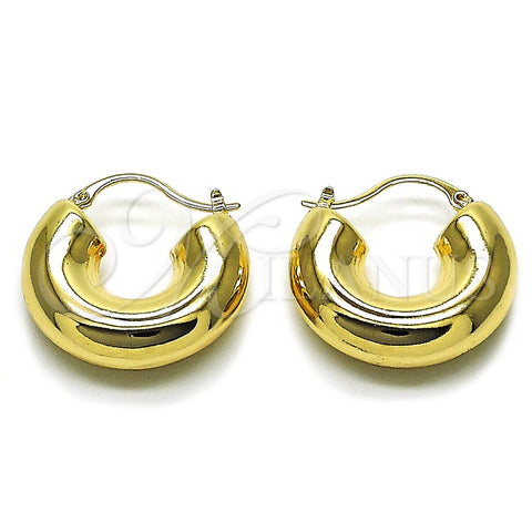 Oro Laminado Medium Hoop, Gold Filled Style Hollow Design, Polished, Golden Finish, 02.163.0435.30