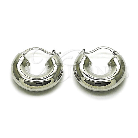 Rhodium Gold Filled Medium Hoop, Hollow Design, Polished, Rhodium Finish, 02.163.0435.1.30