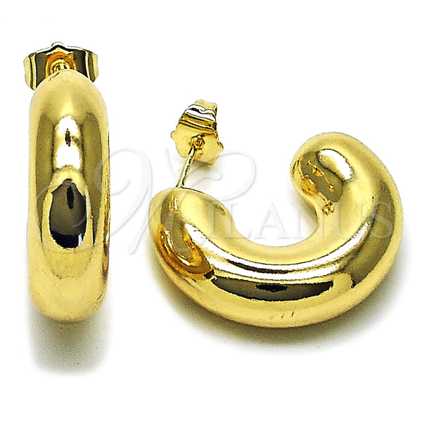 Gold Filled Hoop Earrings — Medium Hoop Hollow Design Polished 02. — main product view — SKU 164835 | Oro Laminado aretes de aro — Medium Hoop Hollow diseño pulido 02. — SKU 164835