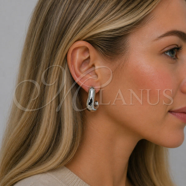 White Gold Filled Hoop Earrings — Medium Hoop Polished 02. — alternate product view — SKU 164836 | Oro Laminado Blanco aretes de aro — Medium Hoop pulido 02. — SKU 164836
