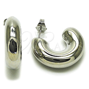 White Gold Filled Hoop Earrings — Medium Hoop Polished 02. — main product view — SKU 164836 | Oro Laminado Blanco aretes de aro — Medium Hoop pulido 02. — SKU 164836