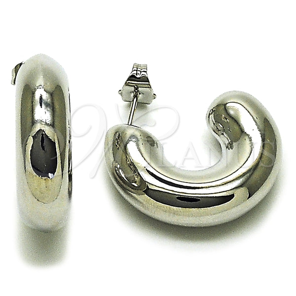 White Gold Filled Hoop Earrings — Medium Hoop Polished 02. — main product view — SKU 164836 | Oro Laminado Blanco aretes de aro — Medium Hoop pulido 02. — SKU 164836