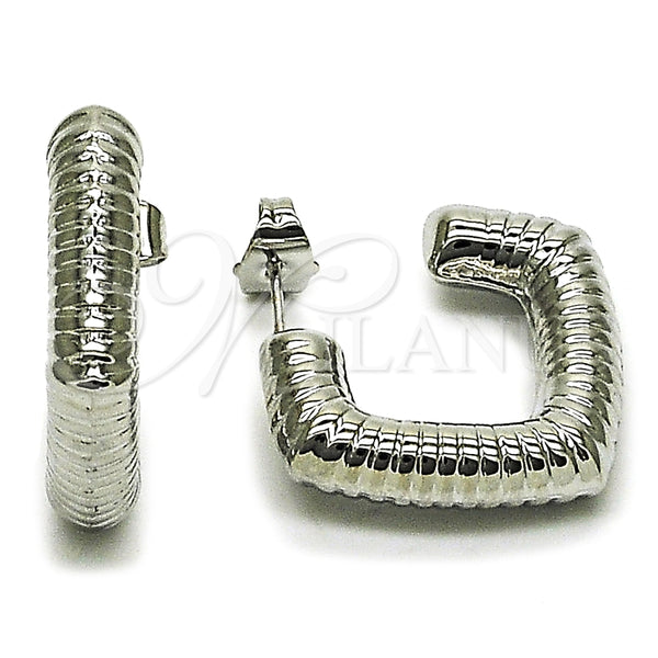 White Gold Filled Hoop Earrings — Small Hoop Hollow Design Polished 02. — main product view — SKU 164838 | Oro Laminado Blanco aretes de aro — Small Hoop Hollow diseño pulido 02. — SKU 164838