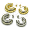 Oro Laminado Stud Earring, Gold Filled Style Hollow Design, Diamond Cutting Finish, Golden Finish, 02.163.0169.25
