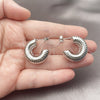 Rhodium Gold Filled Stud Earring, Hollow Design, Diamond Cutting Finish, Rhodium Finish, 02.163.0169.1.25