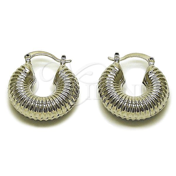 Rhodium Gold Filled Small Hoop, Hollow Design, Polished, Rhodium Finish, 02.341.0132.1.25