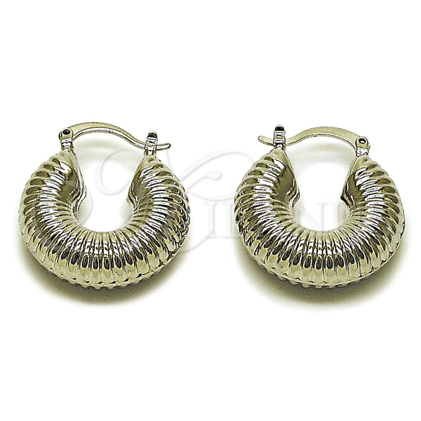 White Gold Filled Hoop Earrings — Small Hoop Hollow Design Polished 02. — main product view — SKU 164841 | Oro Laminado Blanco aretes de aro — Small Hoop Hollow diseño pulido 02. — SKU 164841