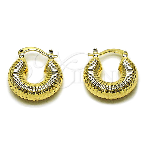 Oro Laminado Small Hoop, Gold Filled Style Hollow Design, Polished, Golden Finish, 02.163.0438.20