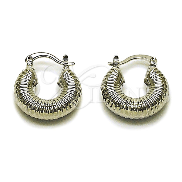White Gold Filled Hoop Earrings — Small Hoop Hollow Design Polished 02. — main product view — SKU 164843 | Oro Laminado Blanco aretes de aro — Small Hoop Hollow diseño pulido 02. — SKU 164843