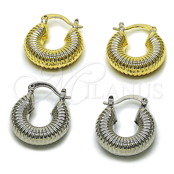 White Gold Filled Hoop Earrings — Small Hoop Hollow Design Polished 02. — alternate product view — SKU 164843 | Oro Laminado Blanco aretes de aro — Small Hoop Hollow diseño pulido 02. — SKU 164843