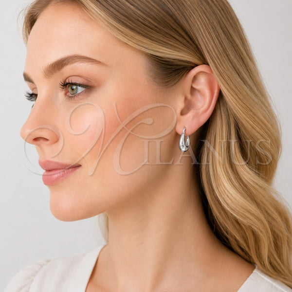 White Gold Filled Hoop Earrings — Small Hoop Hollow Design Polished 02. — alternate product view — SKU 164846 | Oro Laminado Blanco aretes de aro — Small Hoop Hollow diseño pulido 02. — SKU 164846