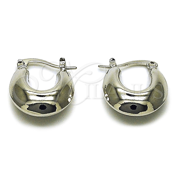 White Gold Filled Hoop Earrings — Small Hoop Hollow Design Polished 02. — main product view — SKU 164846 | Oro Laminado Blanco aretes de aro — Small Hoop Hollow diseño pulido 02. — SKU 164846