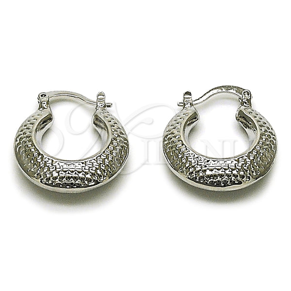 Rhodium Gold Filled Small Hoop, Hollow Design, Diamond Cutting Finish, Rhodium Finish, 02.163.0167.1.20