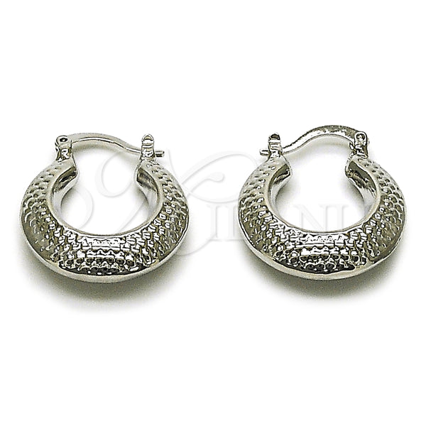 White Gold Filled Hoop Earrings — Small Hoop Hollow Design Diamond Cutting 02. — main product view — SKU 164847 | Oro Laminado Blanco aretes de aro — Small Hoop Hollow diseño Diamond Cutting 02. — SKU 164847
