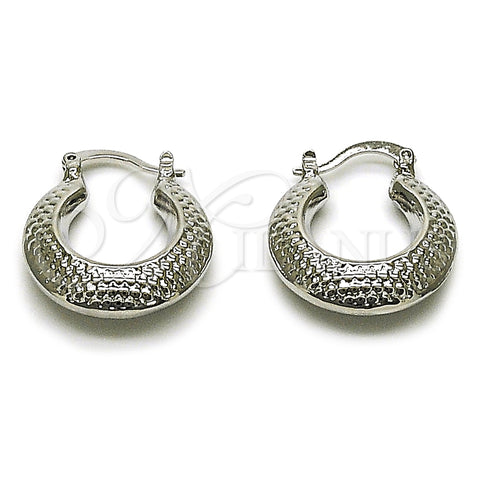 Rhodium Gold Filled Small Hoop, Hollow Design, Diamond Cutting Finish, Rhodium Finish, 02.163.0167.1.20