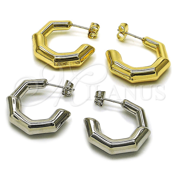 Gold Filled Hoop Earrings — Small Hoop Hollow Design Polished 02. — alternate product view — SKU 164850 | Oro Laminado aretes de aro — Small Hoop Hollow diseño pulido 02. — SKU 164850