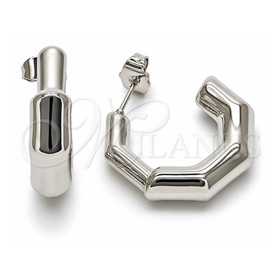 White Gold Filled Small Hoop, Hollow Design, Polished, Rhodium Finish, 02.163.0441.1.25