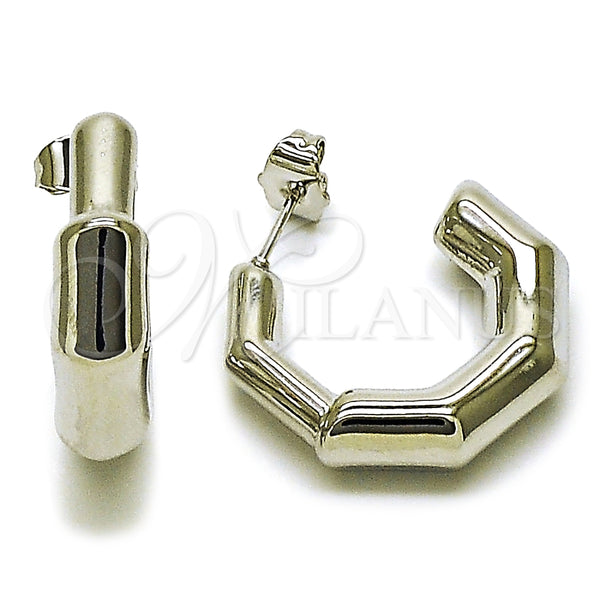 White Gold Filled Hoop Earrings — Small Hoop Hollow Design Polished 02. — main product view — SKU 164851 | Oro Laminado Blanco aretes de aro — Small Hoop Hollow diseño pulido 02. — SKU 164851