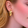 Oro Laminado Stud Earring, Gold Filled Style Hollow Design, Polished, Golden Finish, 02.163.0160.20