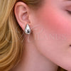 Rhodium Gold Filled Stud Earring, Teardrop and Hollow Design, Polished, Rhodium Finish, 02.213.0922.1