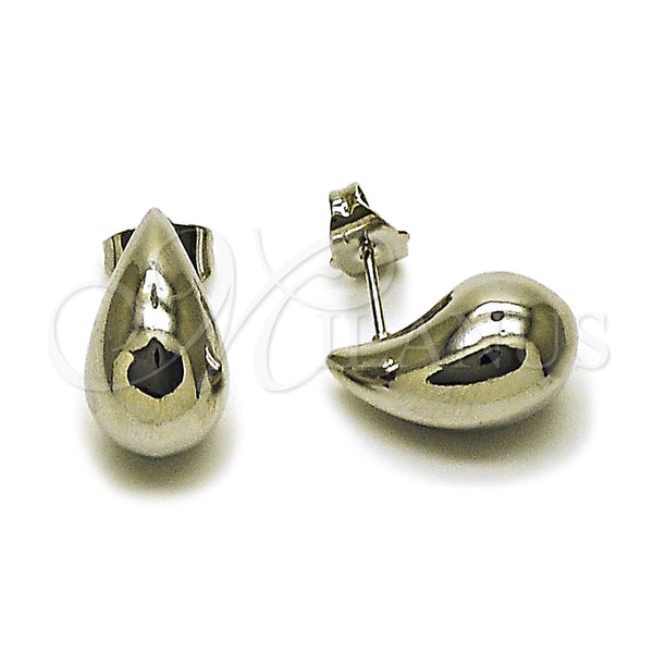 White Gold Filled Ring — Stud Earring Teardrop and Hollow Design Polished 02. — main product view — SKU 164856 | Oro Laminado Blanco anillo — Stud Earring Teardrop and Hollow diseño pulido 02. — SKU 164856
