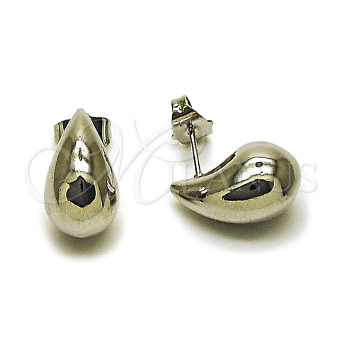 Rhodium Gold Filled Stud Earring, Teardrop and Hollow Design, Polished, Rhodium Finish, 02.213.0922.1