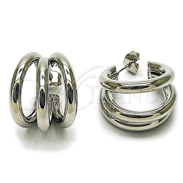 White Gold Filled Hoop Earrings — Small Hoop Hollow Design Polished 02. — main product view — SKU 164857 | Oro Laminado Blanco aretes de aro — Small Hoop Hollow diseño pulido 02. — SKU 164857